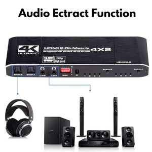 4x2 4K/60Hz HDMI矩阵4进2出HDMI2.0b切换器HDCP2.2分路器光学和L/R音频输出，带遥控器的定标器EDID - Product Image 2
