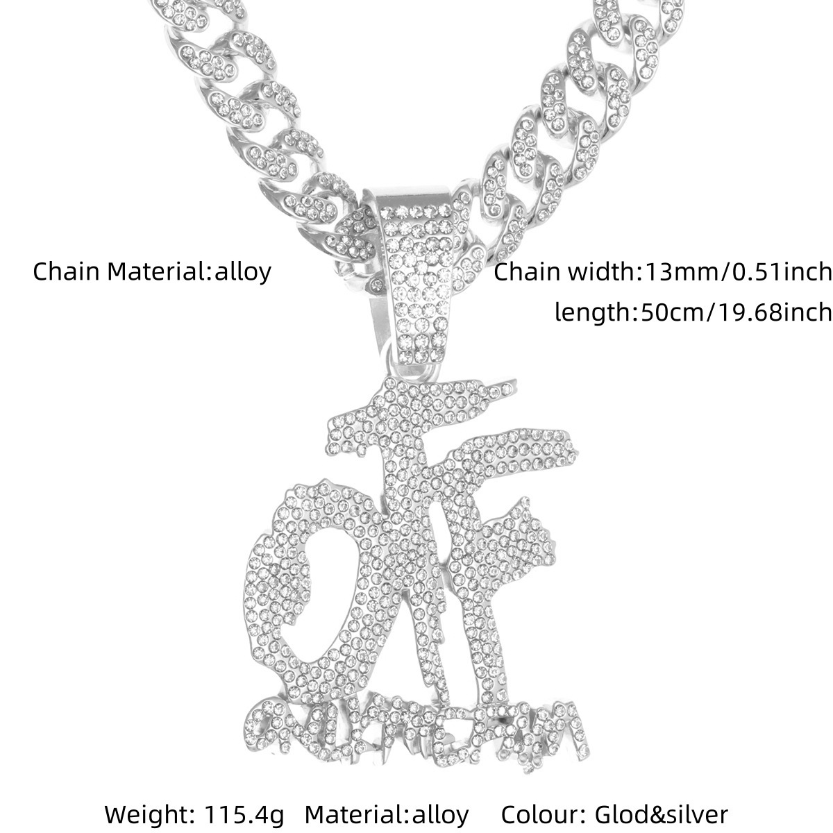 Silver off letter pendant necklace
