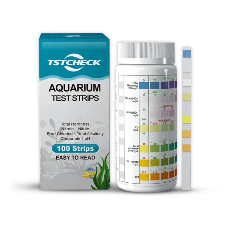 Kits de prueba de agua 7 en 1 para acuario, tiras de prueba de agua con nitrito, nitrito, cloro, pH, dureza, carbonato