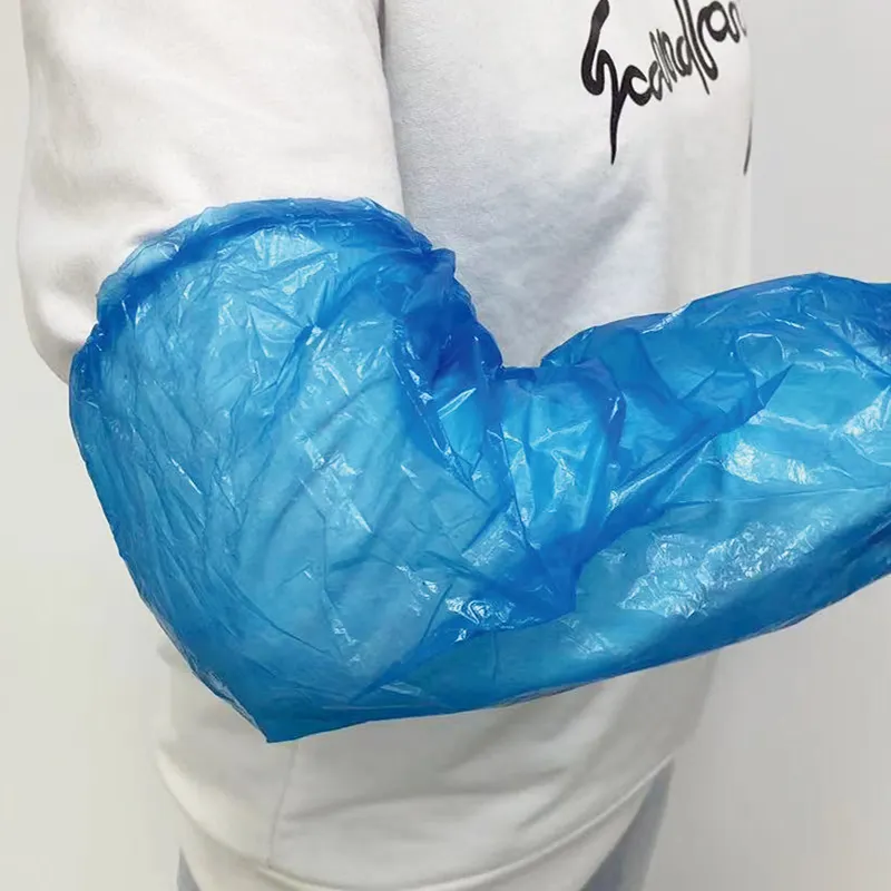 China fabricante atacado 18 "polyethyeno plástico descartável latpe braço manga cobertura azul hdpe sobremangas