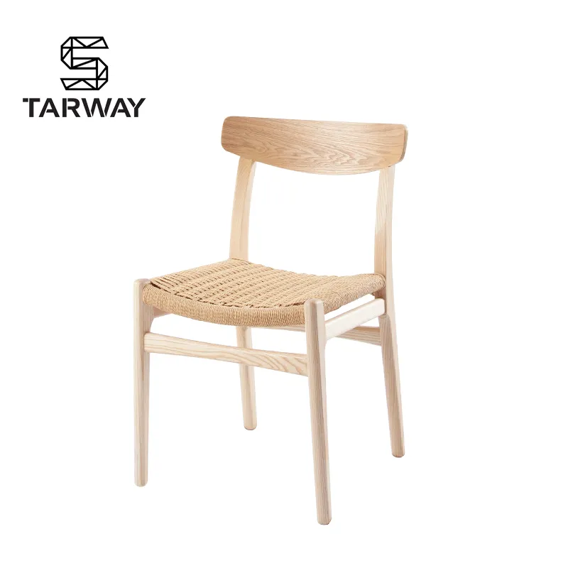 Современные кресла для ресторана и отеля в скандинавском стиле, деревянный обеденный стул с веревочным сиденьем из ротанга