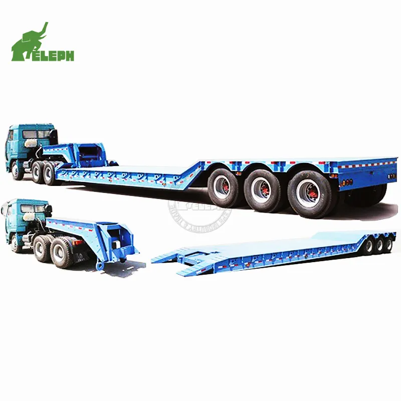 Gooseneck Lowboy hidráulico Trailer baixo carregador Trailer cama baixa carga frontal