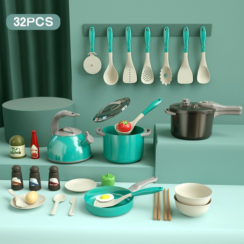 Ensemble de jouets de cuisine (32 pièces, vert)