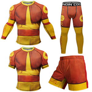 男性用EliteTrainingバンドルMMA BJJクイックドライ圧縮セットアンチスリップテックタイト通気性ファイトショーツUPF50 + ギア - Product Image 1