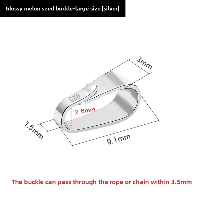 Glossy melon seed buckle -big size (silver)