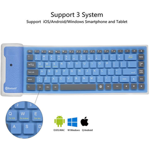 Teclado inalámbrico BT plegable, con clic silencioso, de silicona suave, impermeable, Delgado, enrollable, recargable para PC y Notebook - Product Image 3