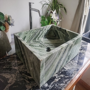 供应豪华石材脸盆Calacatta白色大理石石材矩形水槽批发厂家