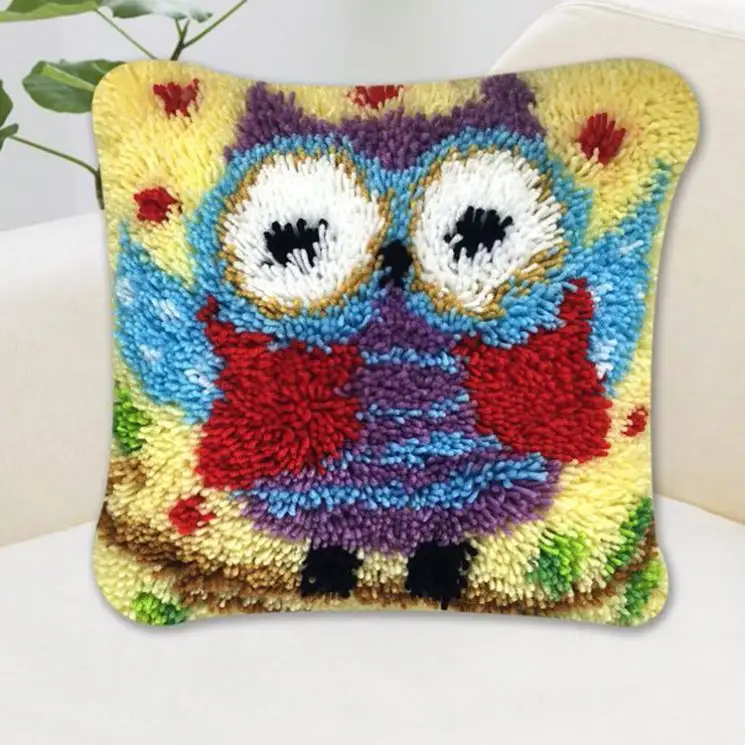 Custom a buon mercato Crochet ricamo artigianato stampato tela gufi agganciare gancio cuscino kit di copertura per i bambini