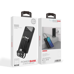New <strong>Design</strong> 10000mAh Power Bank High Capacity Portable Charger With 4 in 1 Build in Cable Dual <strong>Input</strong> &amp; Output for Mobile Phone