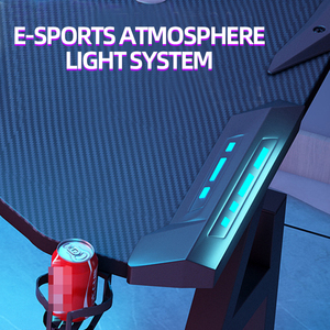 Personalizado ajustable RGB LED luces Gaming escritorio Metal y madera Mesa PC Gamer ordenador mesa con superficie de carbono portavasos - Product Image 4