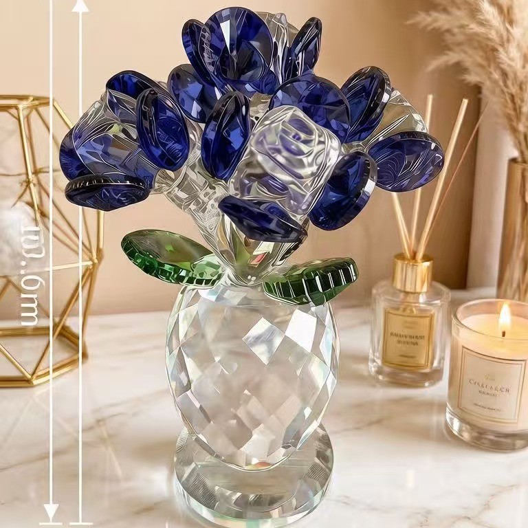 Six small blue roses
