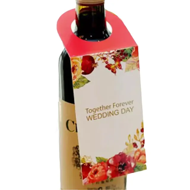Botella de vino cuello etiqueta colgante astilla estampado en relieve para deshierbe decorar
