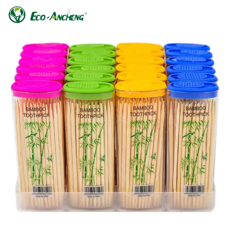Individually pack Mint flavor Disposable Bamboo wooden Toothpicks