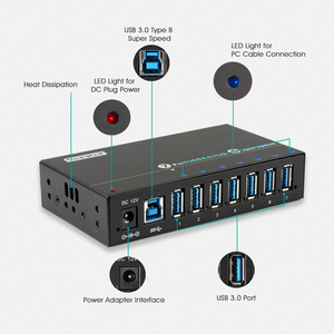 A173 Sipolar 7端口Usb 3.0集线器扩展坞，用于计算机附件供电适配器 - Product Image 1