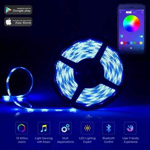 App kontrolü bluetooth müzik led şerit ışık SMD 5050 30 led/metre 5m set, ses kontrolü akıllı led ışıklar şerit RGB - Product Image 4