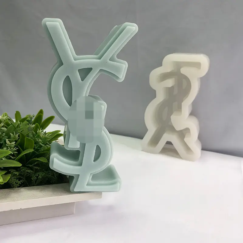 Molde de silicona para velas con logotipo de marca de nuevo diseñador, molde de velas con letras grandes de lujo para hacer bricolaje casero