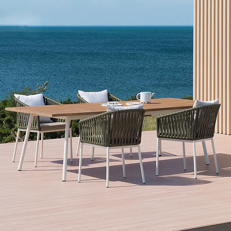 Conjunto de comedor con correas para muebles, mesa y silla de madera de diseño Popular para balcón