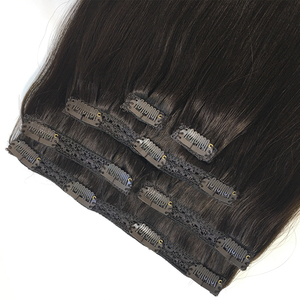 未加工的原始人头马发夹，直纬，<span class=keywords><strong>120</strong></span>克包装，7个夹子，无缠结，无脱落，有光泽，有弹性的头发
