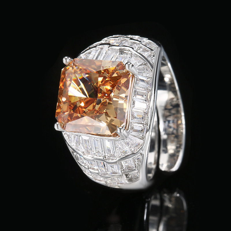 Bague champagne taille ouverte, coupe Fleur de Glace