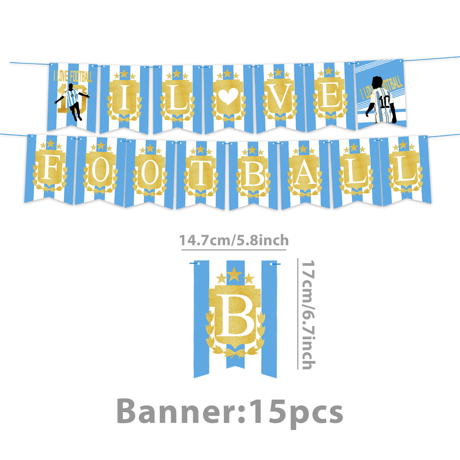 Bleu-1pc bannière I LOVE FOOTBALL