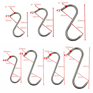 Thép không gỉ butcher thịt Móc cho treo nóng và lạnh hút butchering săn bắn nhà bếp đậm và dài S móc - Product Image 3