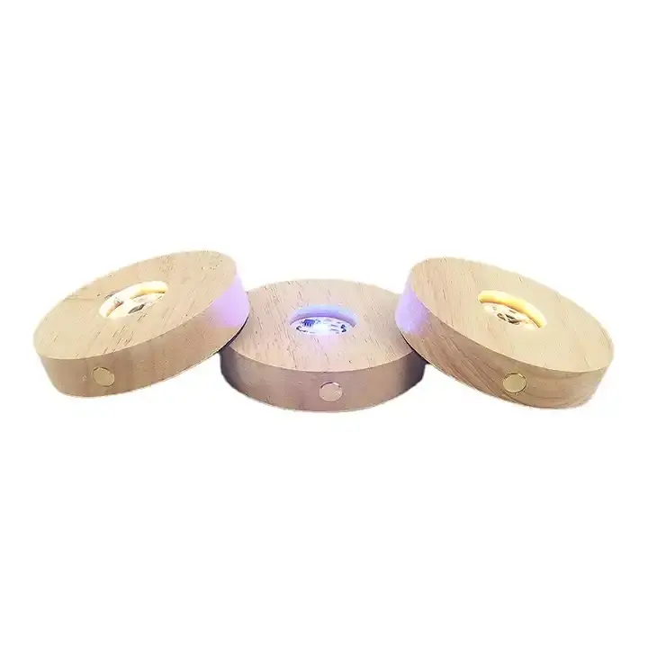 Supporto tattile senza fili base di notte luce personalizzata Logo USB lampada base in legno led 3D luce notturna in legno base