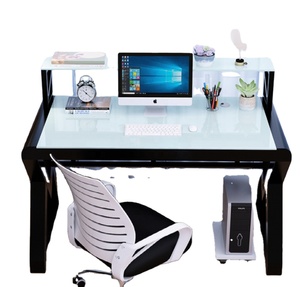 Minimalist Style Office <strong>Computer</strong> Desk Carefully Crafted by Tempered Glass and Metal Steel Frame High Quality <strong>Computer</strong> <strong>Table</strong> - Product Image 4