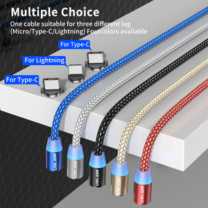 USLION 3 <strong>in</strong> <strong>1</strong> USB Magnetic Charging Cable Type-C Micro-USB 360 Degree Rotate <strong>2</strong> Meter <strong>2</strong>.4A Fast Charging Cable - Product Image 6