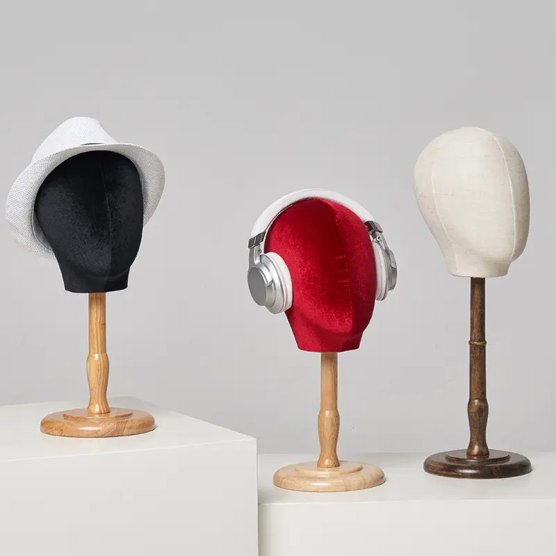 Modelo de exhibición de peluca, gorras de cabeza de tela, tocado, auriculares, sombrero para el pelo, estantes para pelucas, soporte de cabeza de maniquí para soporte de exhibición de peluca