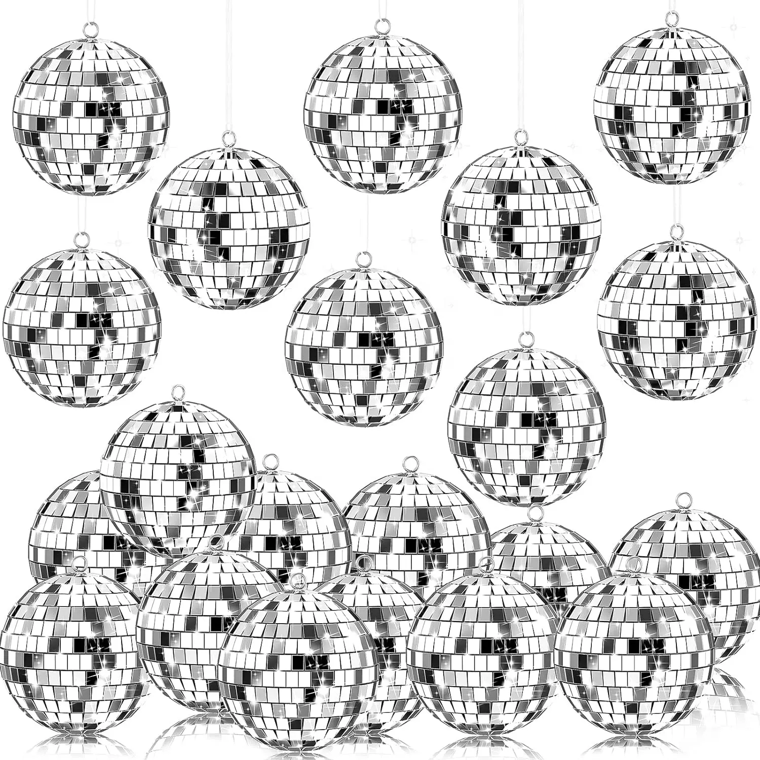 Pendurado Espelho Disco Ball Ornamento Pequenas Bolas Disco para Festa Temtica Árvore de Natal Bolo De Casamento Toppers Decoração