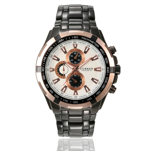4 black case gold inner bezel white dial