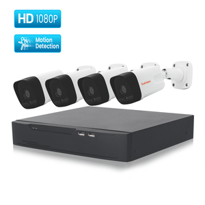 Sistema de vigilancia de seguridad para el hogar, kit nvr de visión nocturna de 2MP, 4 canales, audio bidireccional, poe, 4 unidades, cámara ip cctv tipo bala con nvr - Product Image 1