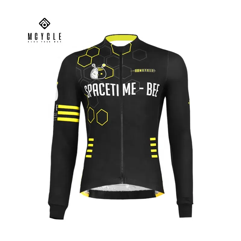 Mcycle Vente en gros Vêtements de cyclisme d'hiver Vêtements de cyclisme à manches longues Chemises de vélo de route Veste thermique polaire Maillot de cyclisme pour hommes