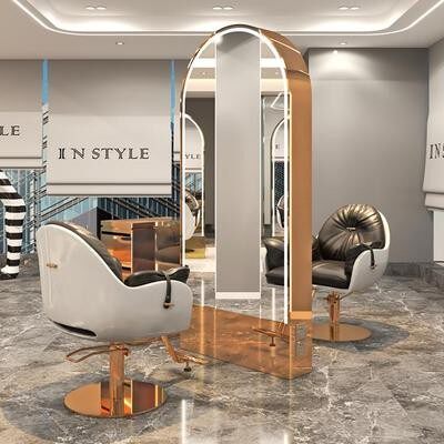 Rose gold double-sided mirror with baffle 20080