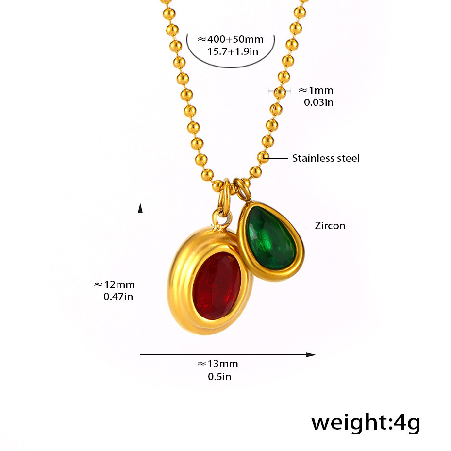 Two Pendants - Gold/Red/Green