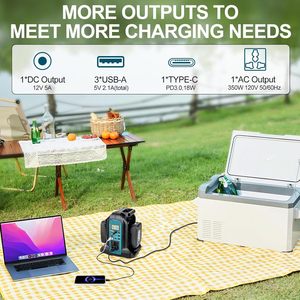 Makita 18V pil için 350W 2port taşınabilir DC 18V AC 110-120V açık jeneratörler dönüştürücü USB-A tip-c Port LED ışık - Product Image 2