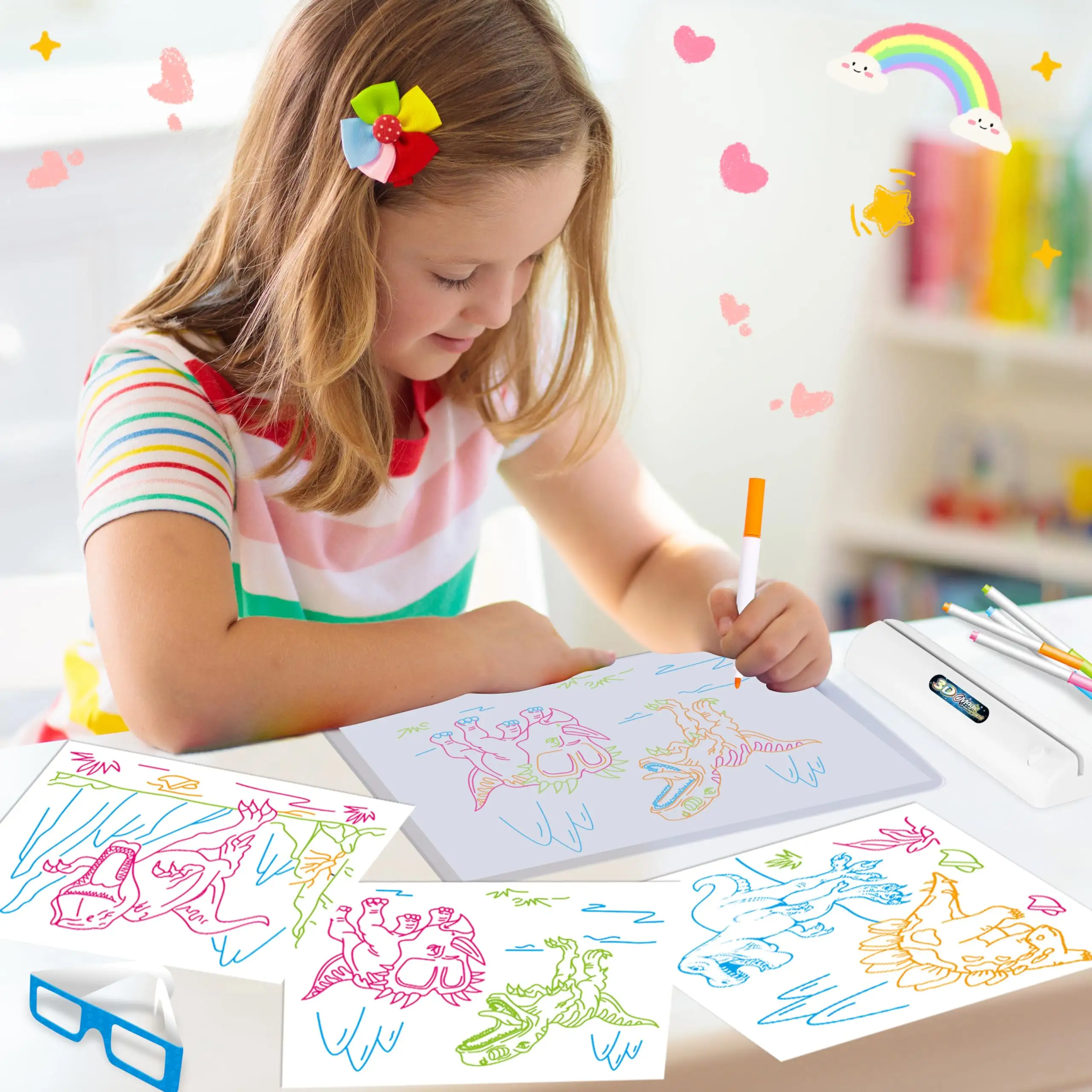 Colorato tavolo da disegno 3D per bambino di tracciamento e disegno Pad Kit di pittura giocattoli compleanno regali di natale per ragazze e ragazzi