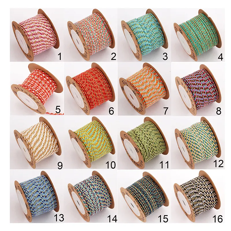 Rouleau de fil de soie doré coloré de 2mm, 10 mètres pour la conception de bijoux, fournitures de bricolage pour colliers d'amitié et bracelets