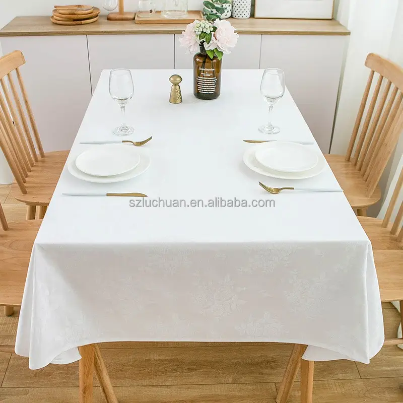 Weiße Tischdecke aus Baumwolle Kunden spezifische Tischdecken und Servietten im Restaurant