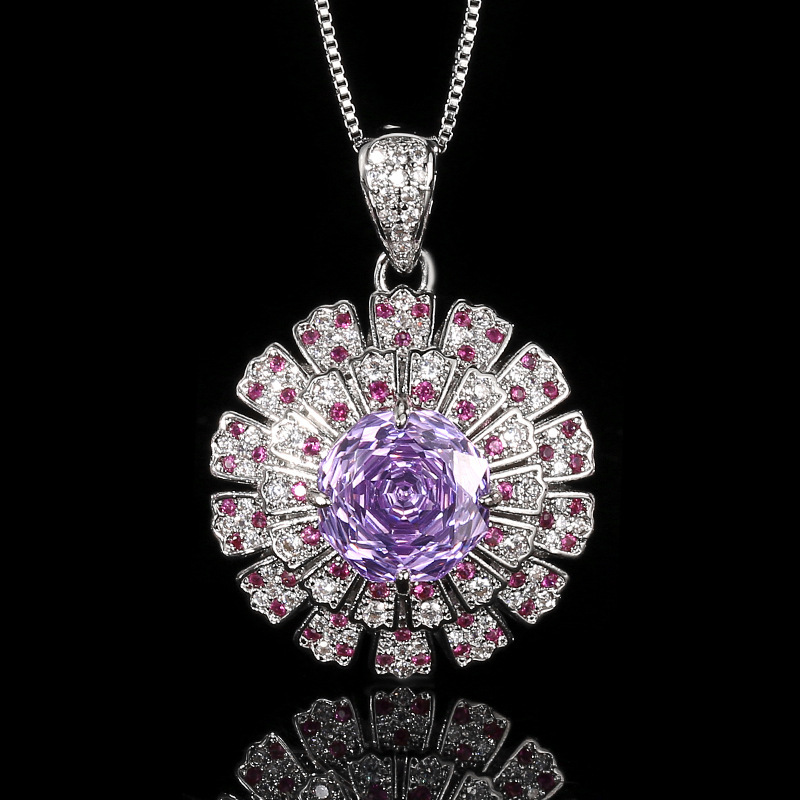 Purple pendant with box chain