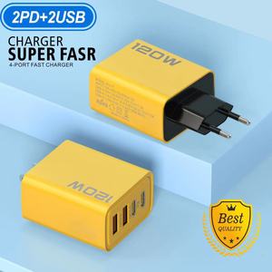 NEW 120W 4 Ports GAN USB C <strong>Charger</strong> PD 100W Type C Yellow Color Fast <strong>Charger</strong> for NoteBook Pro Laptop and <strong>All</strong> Smart Phones Charge - Product Image 4