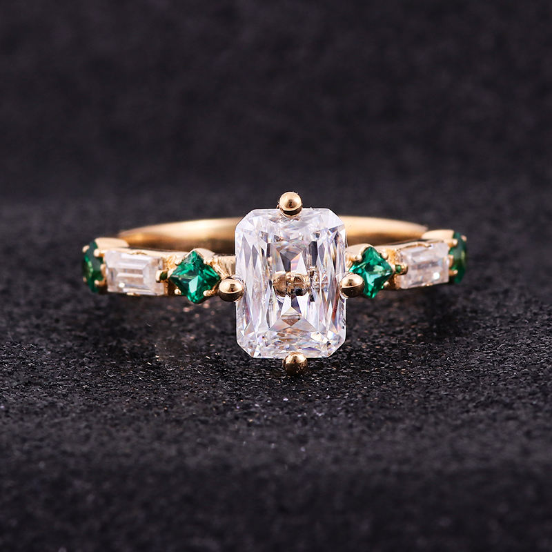 Bague moissanite en or massif 18 carats véritable