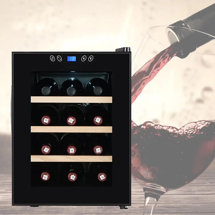 OEM 33L 12 병 열전 와인 쿨러 냉장고 미니 바 와인 음료 냉장고 홈 호텔 상업