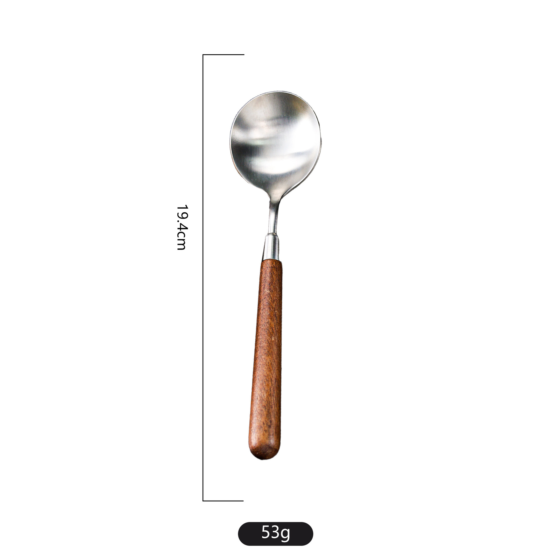 Walnut handle: round soup spoon