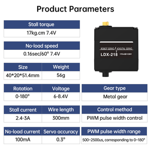 Hiwonder LDX-218 цельнометаллический цифровой сервопривод с двойным шарикоподшипником для робота (угол управления 180) - Product Image 6