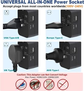 Universal Travel Adapter with USB C All in <strong>One</strong> Worldwide Wall <strong>Charger</strong> with AC Power Plug Adapter for USA EU UK AUS - Product Image 4
