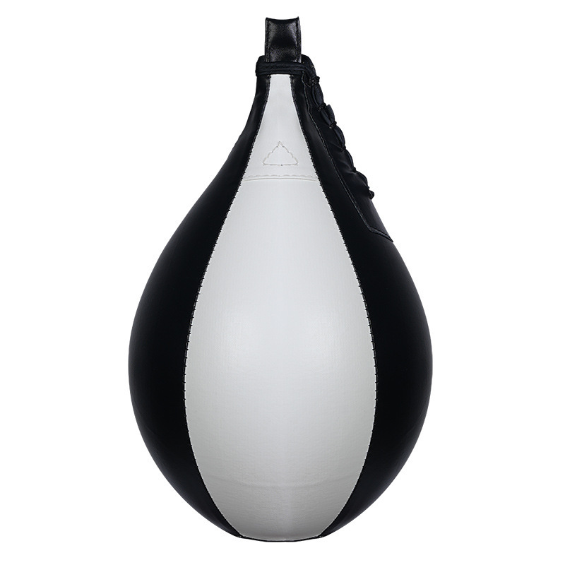 Pear shaped black and white stitching speed ball