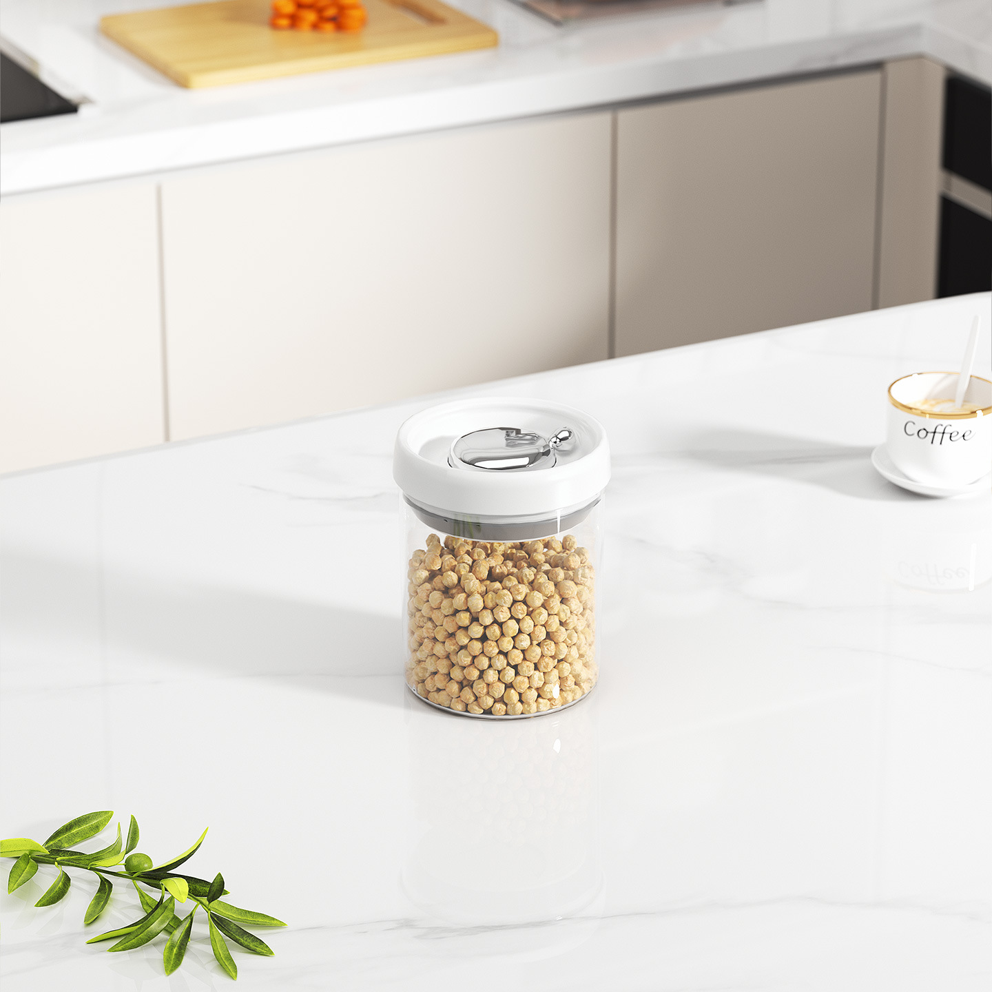 600mL round storage container with lever
