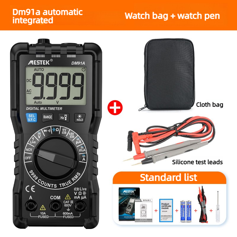 DM91A viene de serie con cables de prueba de silicona de 20 A