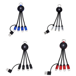 Llavero con logotipo luminoso personalizado Cable de datos de entrada dual Teléfono móvil multifuncional Carga rápida Cable de datos de dos a tres - Product Image 5